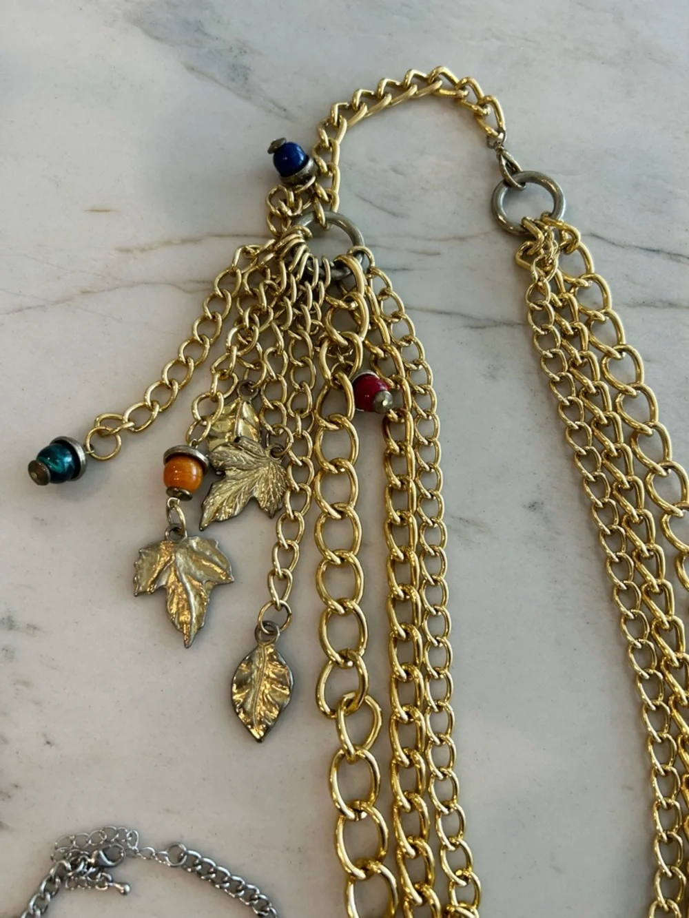 Turquoise Beaded Charm Necklace - Blue Statement‎ Jewelry